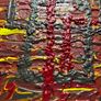 Original "666" Red Textured Abstract Oil Painting 41x51cm - Signed Monogram (yet, unknown artist) Image 5