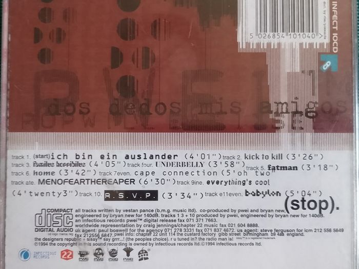 Pop Will Eat Itself - Dos Dedos Mis Amigos CD (1994) Industrial Alternative Rock Pop EX+