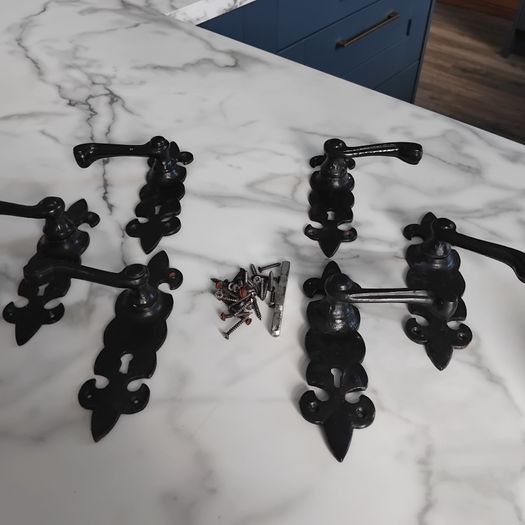 Black Door Handles, Tie Backs and Crome Light Switches