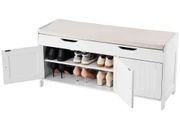 Shoe Bench, 1050 x 350 x 503 mm Entryway Bench with Lift Top Storage and Seat Cushion, 250lbs Shoe Storage Rack with 3 Cabinets and Height Adjustable Shelf,