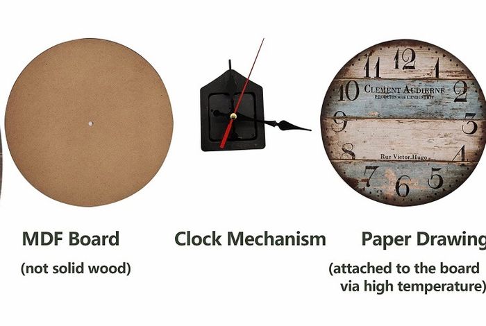 30cm Silent Wooden Round Wall Clock Vintage Rustic Chic Style Arabic Numerals Wooden Round Decorative Wall Clock