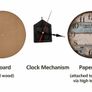 30cm Silent Wooden Round Wall Clock Vintage Rustic Chic Style Arabic Numerals Wooden Round Decorative Wall Clock Image 2