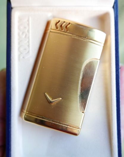 Vintage Ronson Gold Tone Lighter Made In England Tested In Original Box