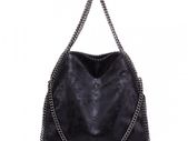 Designer Inspired Metallic Effect Chain Tote Bag (Black)