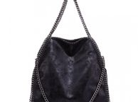 main image for ad Designer Inspired Metallic Effect Chain Tote Bag (Black)
