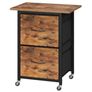Printer Stand with 2 Drawers, Wheeled Vertical File Cabinet, Adjustable Hanging Rods, fits A4/Letter Size, for Home Office, Rustic Brown and Black Image 2