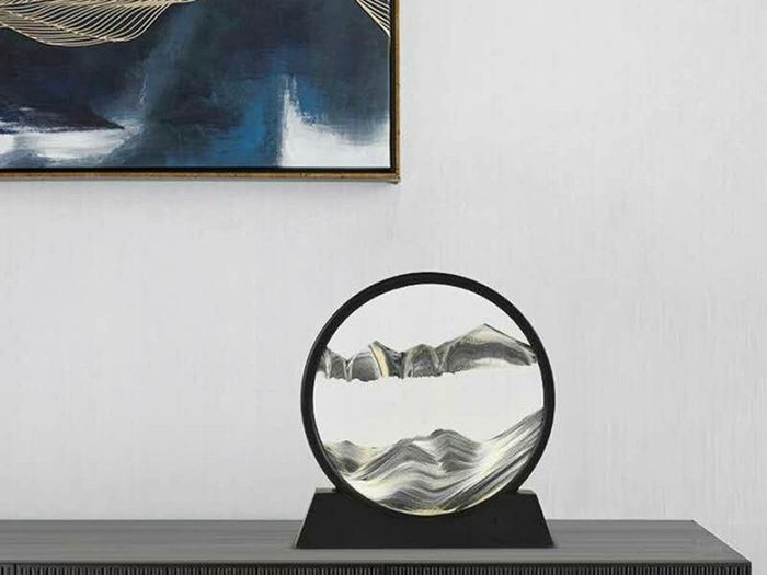 Flowing Sand Painting, Moving Sand Art Picture Round Glass 3D Deep Sea Sandscape in Motion Display Flowing Sand Frame, Relaxing Desktop Home Office Work Decor (FREE POSTAGE)