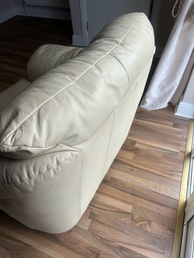 Cream Leather Couch and 2 Armchairs