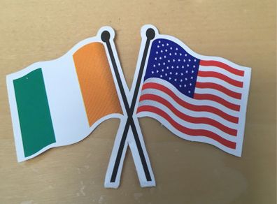 Ireland and USA flag sticker