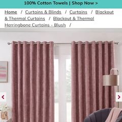 Herringbone blush thermal blackout curtains