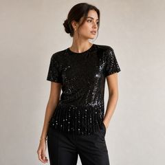 BRAND NEW Ladies Zara Sequin Tassle Top: Size 12