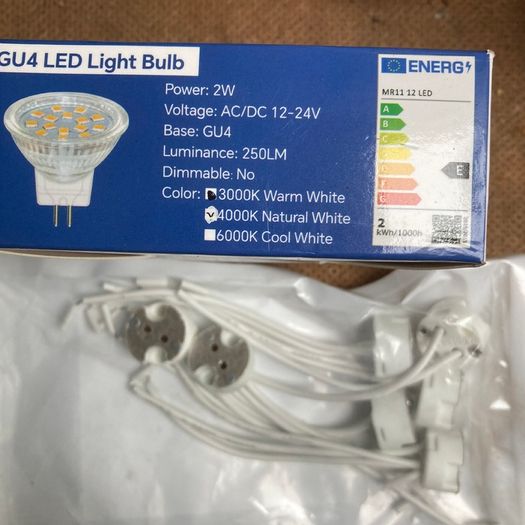 3x low voltage garden lights; 250 lumen, warm white LEDs, 12 metre cable.
