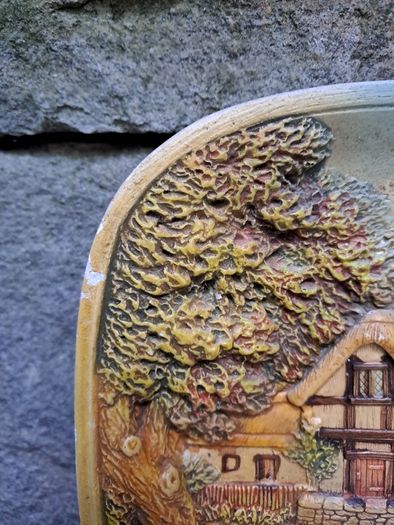Vintage 3D wall plate Cottage by the River