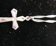 Vintage Sterling Silver 925  Cross Pendant Necklace 16"