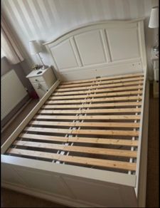 Gorgeous White 4Ft 6 Double Wooden Bed Frame - Can Deliver