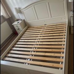 Gorgeous White 4Ft 6 Double Wooden Bed Frame - Can Deliver