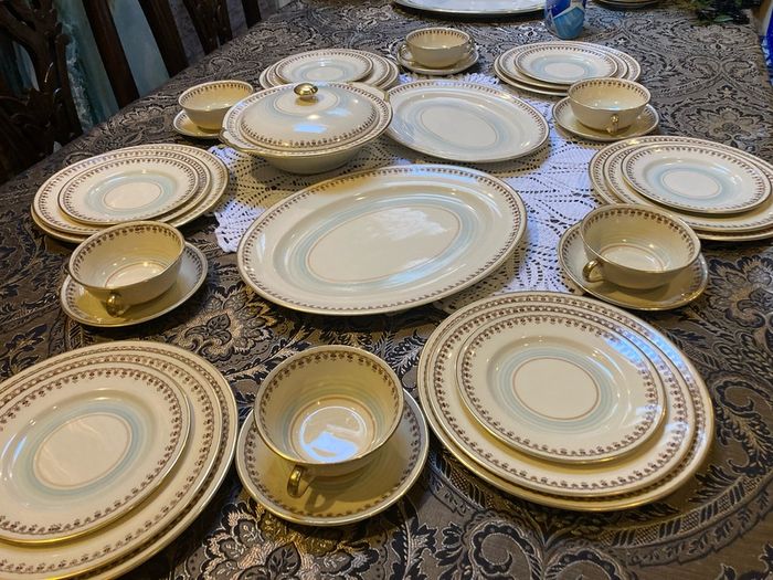 Vintage Gray's pottery dinner set