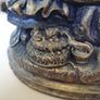 Cast concrete Two little victorian girls having tea stone statue ornament indoor conservatory porch fireplace doorstep patio black gold purple Image 5
