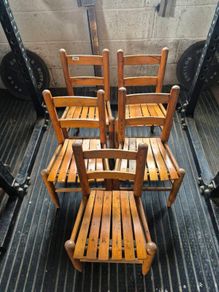 Antique pitch pine children's chairs