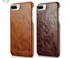 iPhone 8 Plus Metal Ring Oil Wax Leather Back Cover