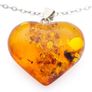 Natural Baltic Amber Heart 925 Silver Necklace Image 2