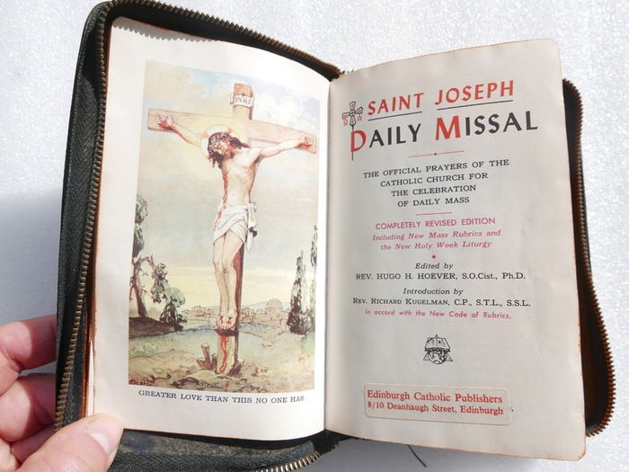 Vintage Saint Joseph Daily Missal Catholic Mass Prayer Book with Leather Cover