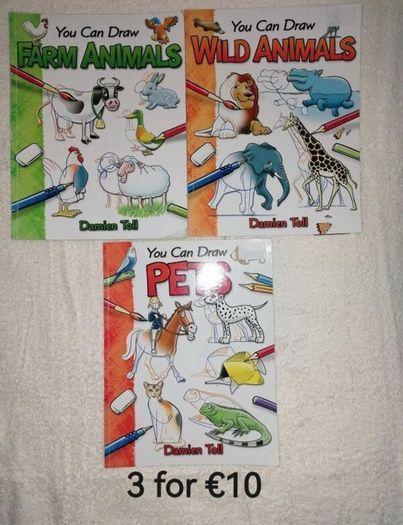 Drawing Books (3) Pets, Farm Animals, Wild Animals