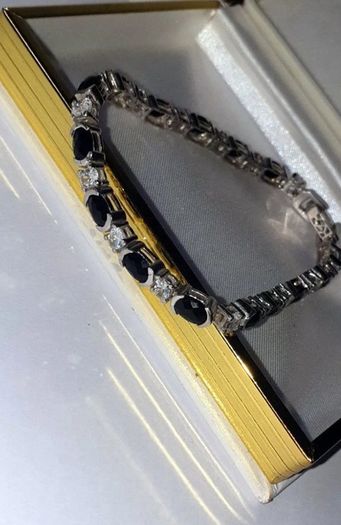 Vintage Sterling Silver Gemset Line Bracelet