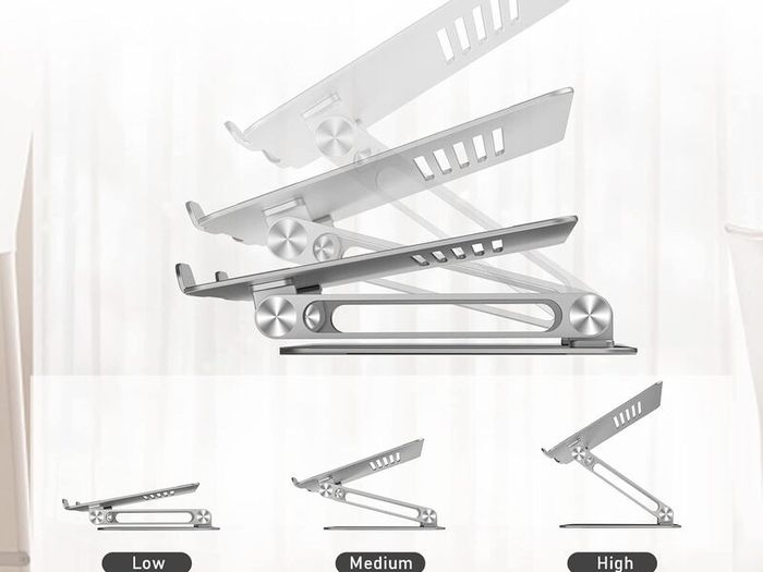 Laptop Stand, Multi-Angle Laptop Riser with Heat-Vent, Adjustable Notebook Stand Compatible for Laptop (11-15 inches) including MacBook Pro/Air, Lenovo, Samsung-Silve