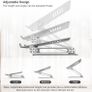 Laptop Stand, Multi-Angle Laptop Riser with Heat-Vent, Adjustable Notebook Stand Compatible for Laptop (11-15 inches) including MacBook Pro/Air, Lenovo, Samsung-Silve Image 4