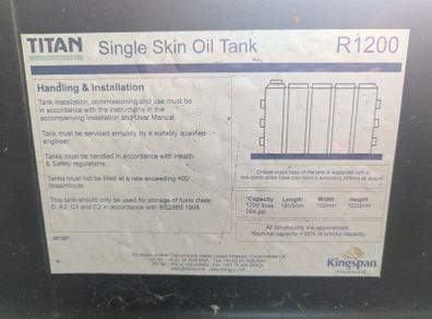 Oil tank (Kingspan household)