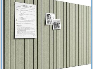 Cork Board Alternative, 6-Pack Felt Pin Board, Sage 90 x 60cm Notice Boards for Home, Fine-stripe 6-pack Vision Board with 30 Pushpins & 30 Adhesive Tabs for Office & Bedroom