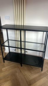 IKEA Black Console / Shelving Unit / TV unit / Bookshelf with Glass Shelf
