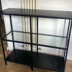 IKEA Black Console / Shelving Unit / TV unit / Bookshelf with Glass Shelf