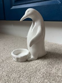 White Ceramic Penguin Tealight Holder
