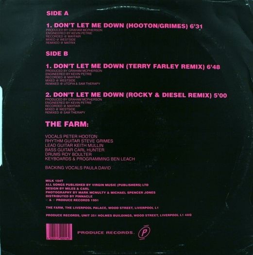 The Farm - Don't Let Me Down - Vinyl Excellent Condition..!
