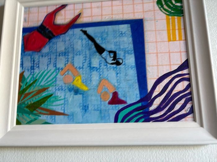 Original Art Swim Art Swimmer Pool Abstract Art Contemporary Irish Art