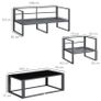 4 Pieces Garden Sofa Set, Including 2 Single Armchairs, 1 Bench & Side Table, Aluminium Frame Patio Furniture with Cushions, Grey Image 5
