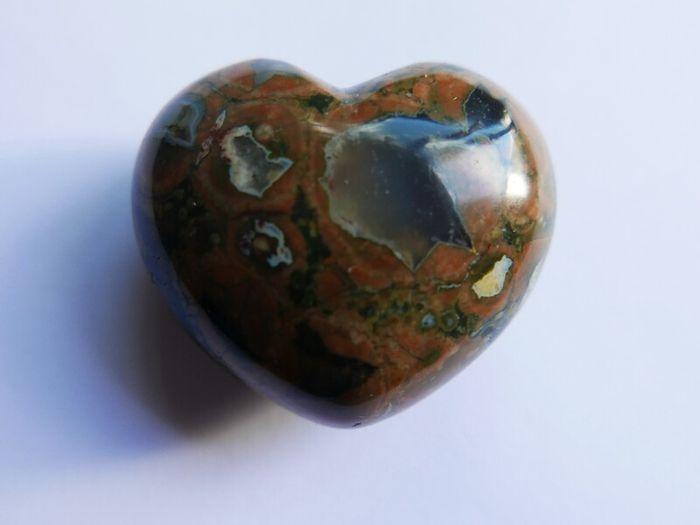 2" Multicolor Rhyolite Jasper Puffy Heart Crystal Mineral Stone