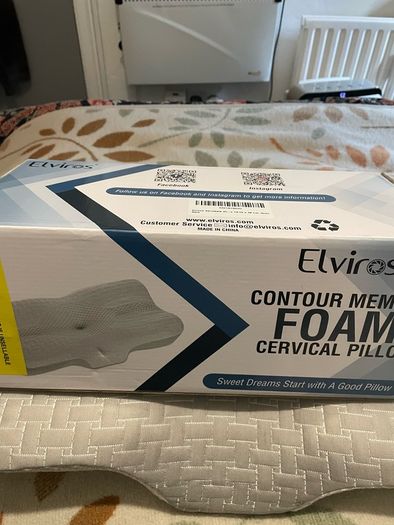 Elviros Cervical Contour Memory Foam Pillow for Neck Pain Shoulder Pain