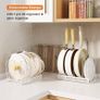 Expandable Pans Organiser Rack, Pan Lid Storage with 10 Adjustable Dividers, Pot Lid Holder, Kitchen Cupboard Organiser (White) Image 2
