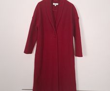 Carolyn Donnelly Cherry Red Shawl Collar 100% Wool Long Coat Overcoat 10UK/38EU