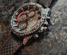 Sport Watch Carbon Fiber Style Case, Red Accents