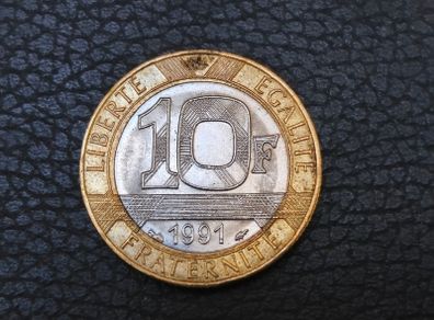 10 Francs Genie De La Bastille 1991Bi-Metallic Old Coin French