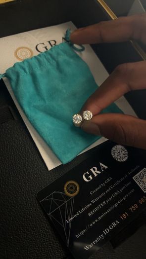 2CT Moissanite Stud Earrings D Colour VVS1 Diamond Look GRA Certified