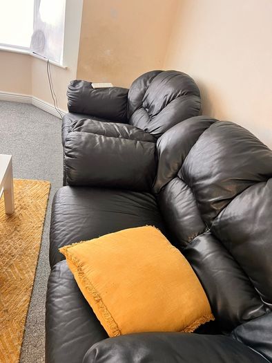 Black Leather Sofa 3+2+1