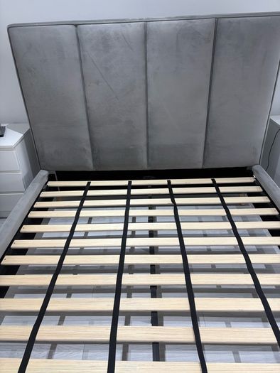 kingsize grey velour bedframe