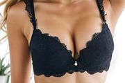 Women'S Lace Bra With Diamond Decoration, Push Up And Gathered Effect size 70 a