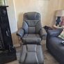 Leather chair and footstool Image 2