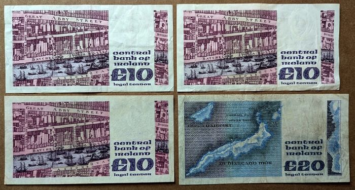 IRELAND - Set of 4 Banknotes: 5 10 20 Pounds Punt 1994-1986 P 72 73 (VF-XF)